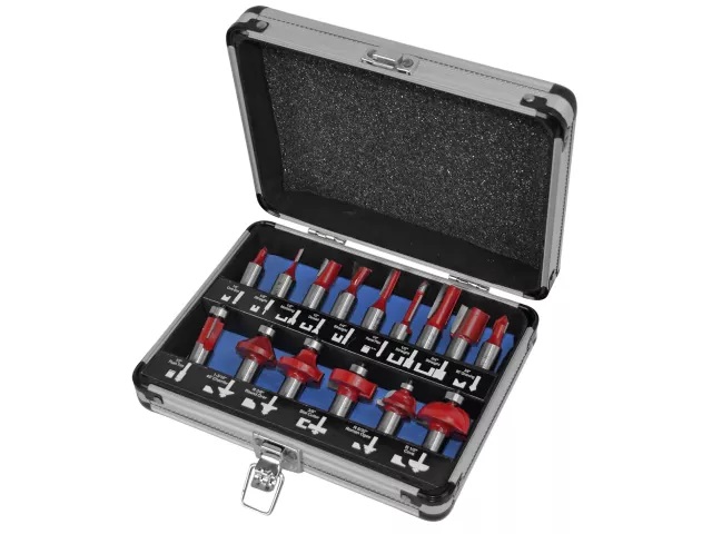 Faithfull FAIRBS15 Router Bit Set of 15 TCT 1/2in Shank
