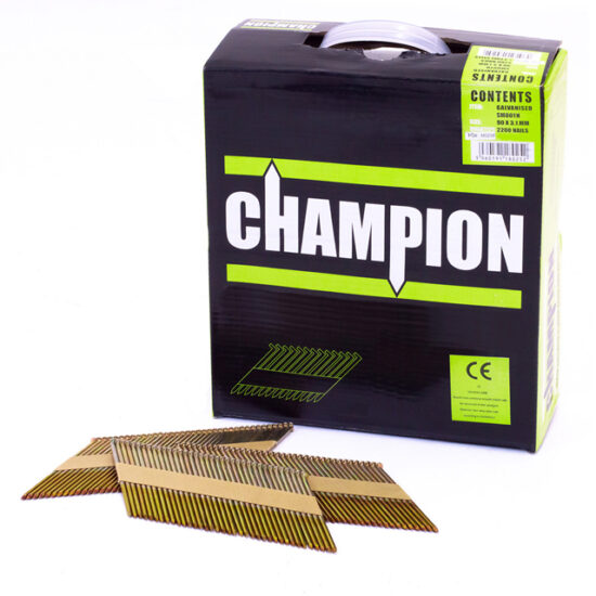 Champion 3.1 x 90mm Galvanised Collated Nails, With x 2 Gas Cells