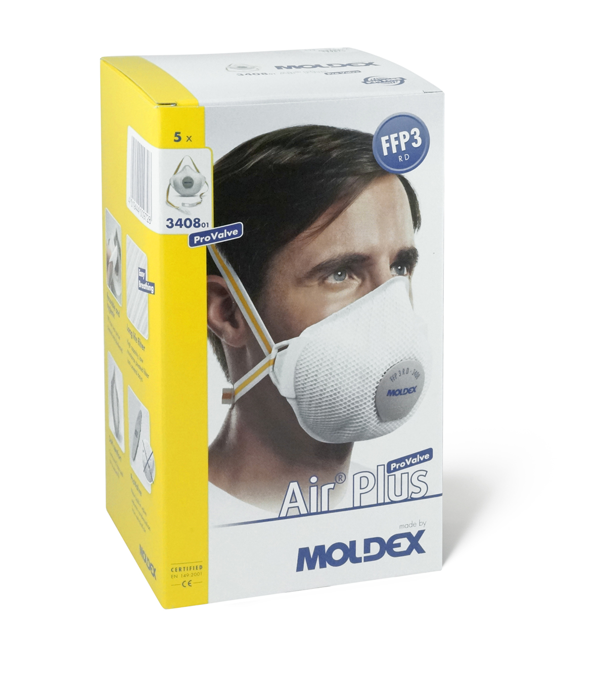 Moldex 3408 Respiratory Air Plus ProValve FFP3 R D, Pack Of 5
