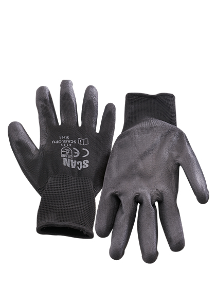 Scan XMS23GLOVEPU Scan Black PU Dipped Gloves (5 Pairs)