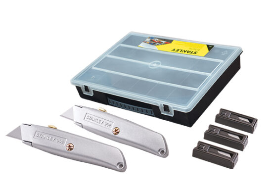 STANLEY® XMS23KNIFORG STANLEY® 99E Trimming Knife Twin Pack with 50 Spare Blades in Organiser