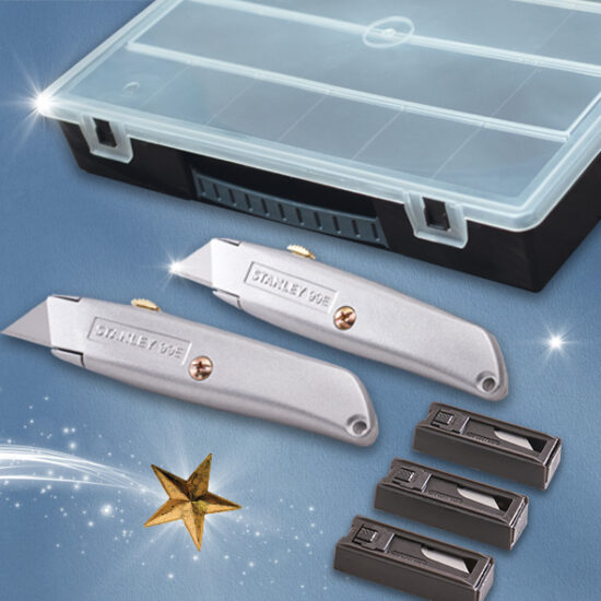 STANLEY® XMS23KNIFORG STANLEY® 99E Trimming Knife Twin Pack with 50 Spare Blades in Organiser - Image 2