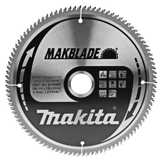 Makita B-32867, (B-09092) Circular saw blade, Makblade T.C.T, 216 x 30 mm, 100 T
