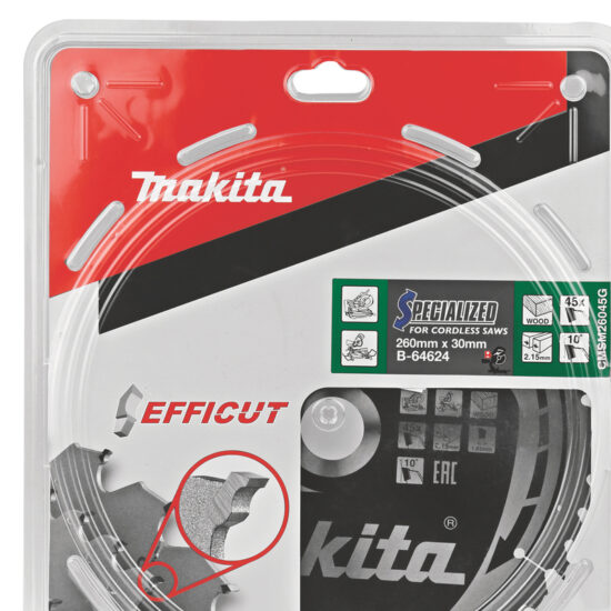 Makita B-64630, (B-64624) Circular saw blade, Efficut T.C.T, 260 x 30 mm, 45 T - Image 2