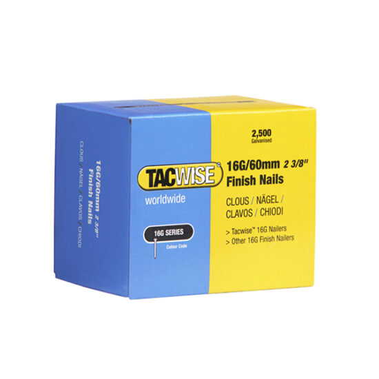 Tacwise Type 16G/60mm Galvanised Finish Nails, Pack of 2500