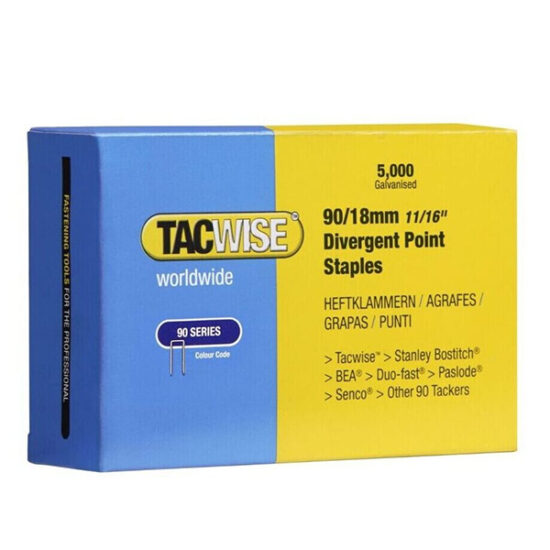 Tacwise Type 90/18mm Divergent Point Narrow Crown Staples, Box of 5000