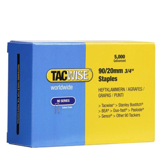 Tacwise Type 90/20mm Galvanised Narrow Crown Staples, Box of 5000
