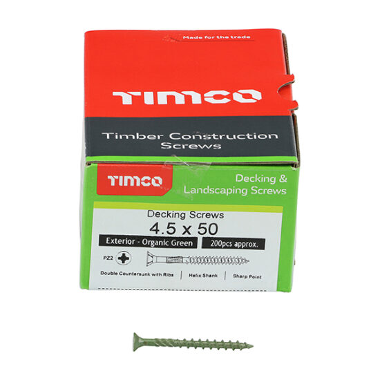 TimCo 70TDECK 4.5 x 70mm Green Pozi Double Countersunk Decking Screws, Pack Of 200 - Image 3