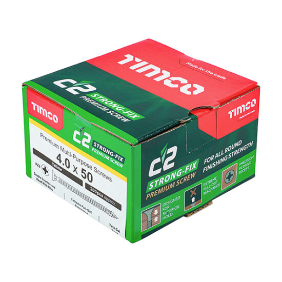 TimCo C2 Strong-Fix Yellow Pozi Countersunk WoodScrew, Per Box - Image 2