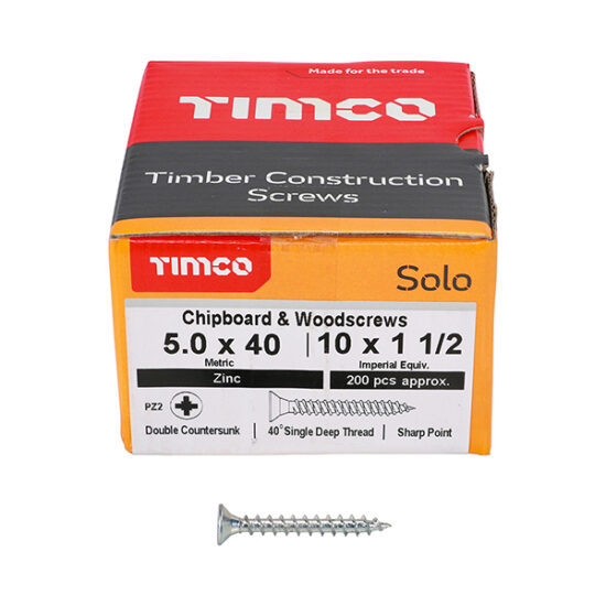 Timco Solo Zinc Pozi Countersunk Chipboard & WoodScrew, Per Box - Image 3
