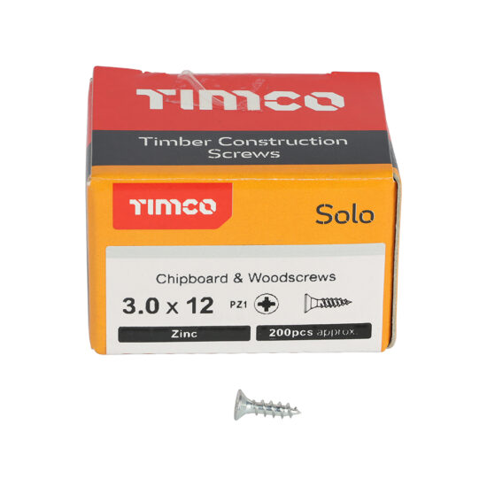 TimCo Solo Pozi Countersunk Chipboard & Woodscrews 3.0 x 12 - Image 2