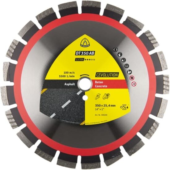 Klingspor 340240 350mm x 25.4mm DT350AB Extra CEVOLUTION Diamond Cutting Blades for Asphalt & Concrete