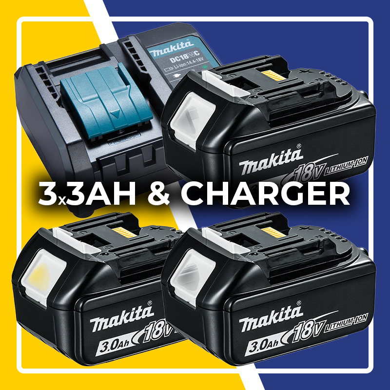 Makita BL1830 18V LXT 3.0Ah Li-Ion Battery Triple Pack & Charger