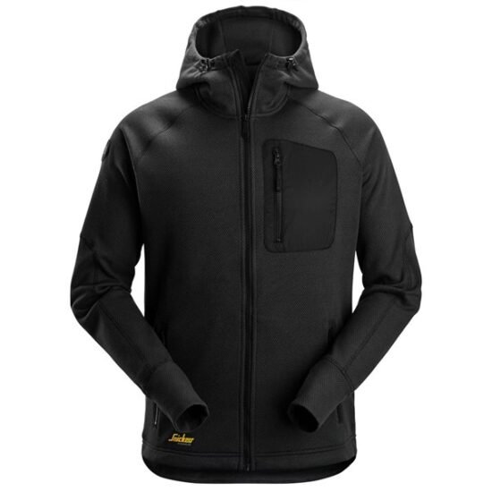 Snickers 8041 FlexiWork Fleece Full-Zip Hoodie, Black