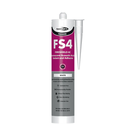 Bond-It FS4 Fireshield AC Acrylic Intumescent Acoustic Sealant and Adhesive, White