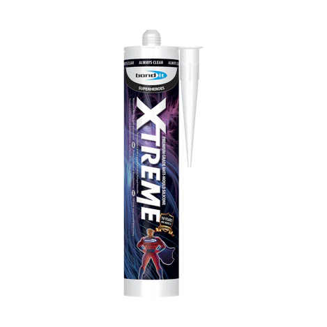 Bond-It Xtreme Premium Grade Anti-Mould Acetoxy Silicone Sealant With Fungicide, Clear
