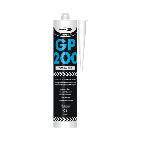 Bond-It GP200 Contractors Grade LMA General Purpose Acetoxy Silicone Sealant With Fungicide, Clear