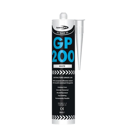 Bond-It GP200 Contractors Grade LMA General Purpose Acetoxy Silicone Sealant With Fungicide, White