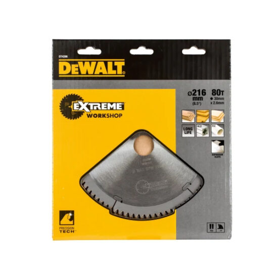 DEWALT DEWDT4286QZ Series 40 Circular Saw Blade 216 x 30mm x 80T TCG/Neg - Image 2